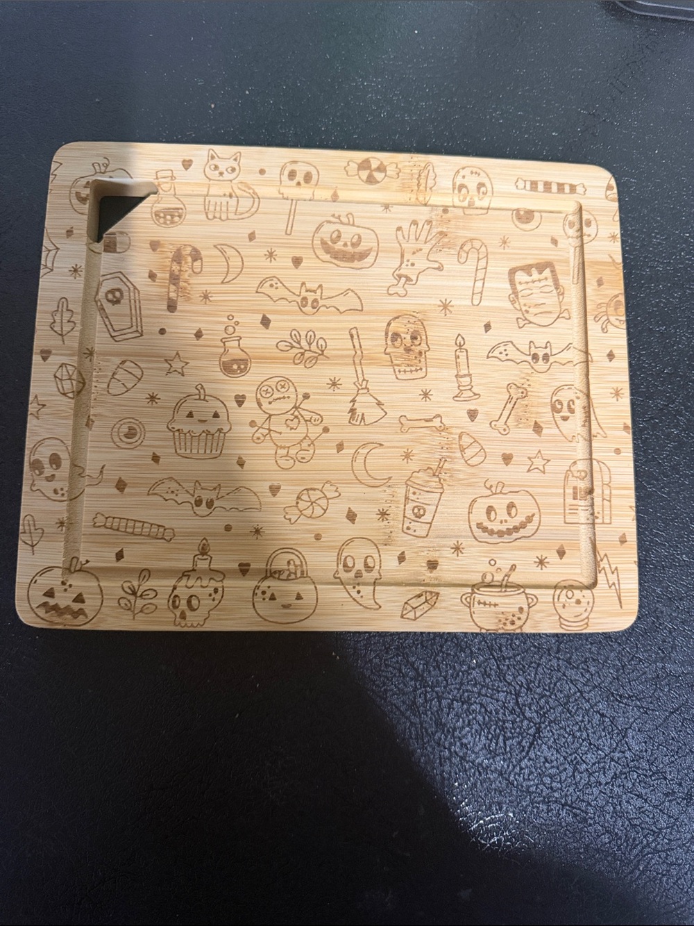 Bamboo Halloween Engraved Serving Cutting Board - Natural